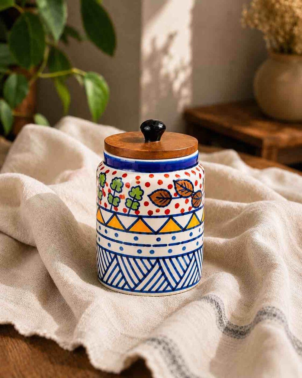 Boho Pattern Printed Ceramic Storage Jar — Ceramic Storage Jar