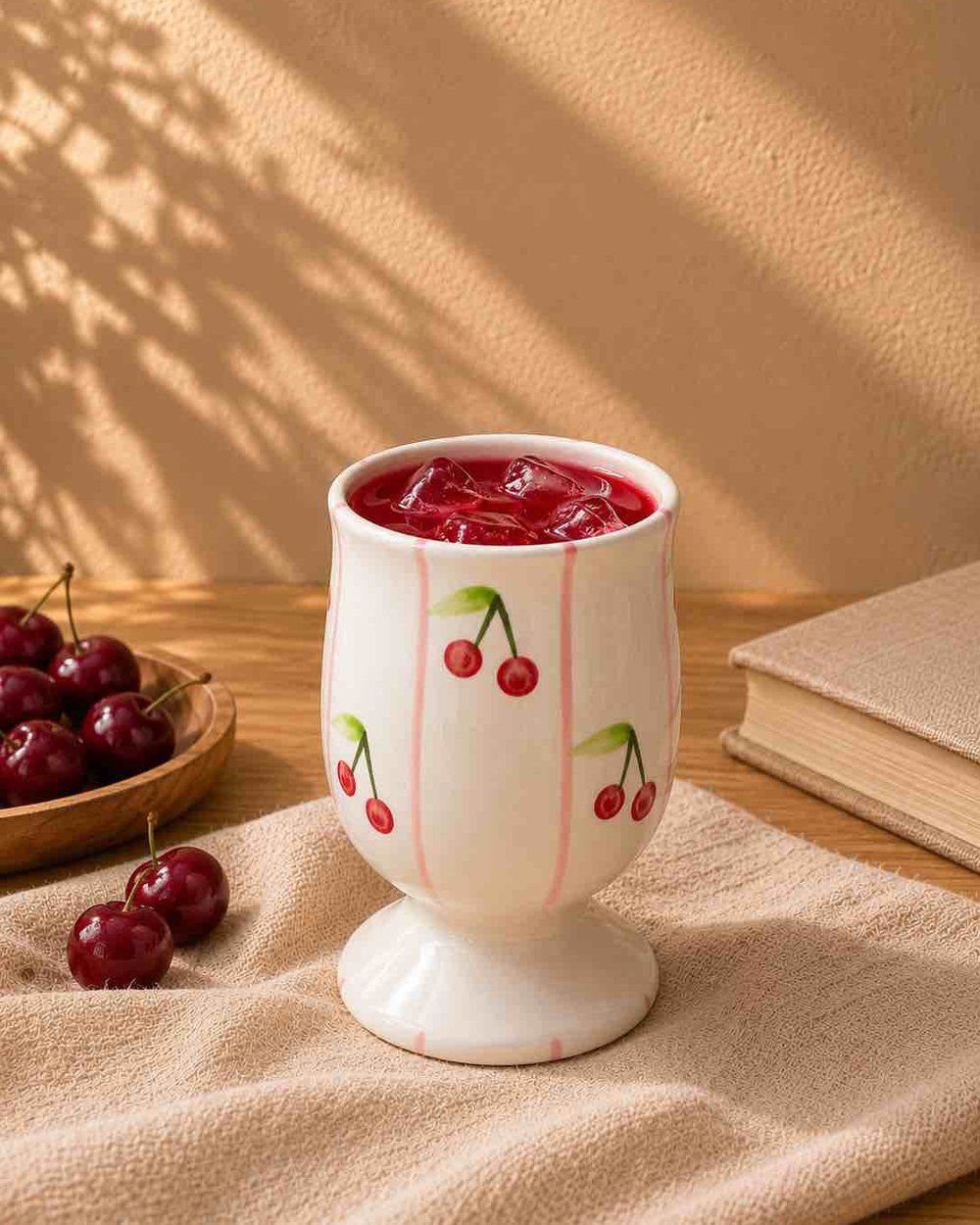 Cherry Footed Glass — Ceramic Glass