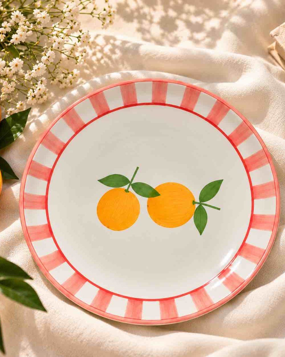 Orange Pair Check Plate — Ceramic Plate