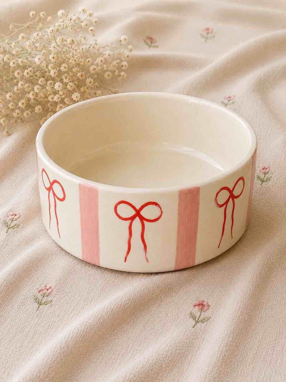 Ribbon Bow Stripe Bowl — Ceramic Bowl
