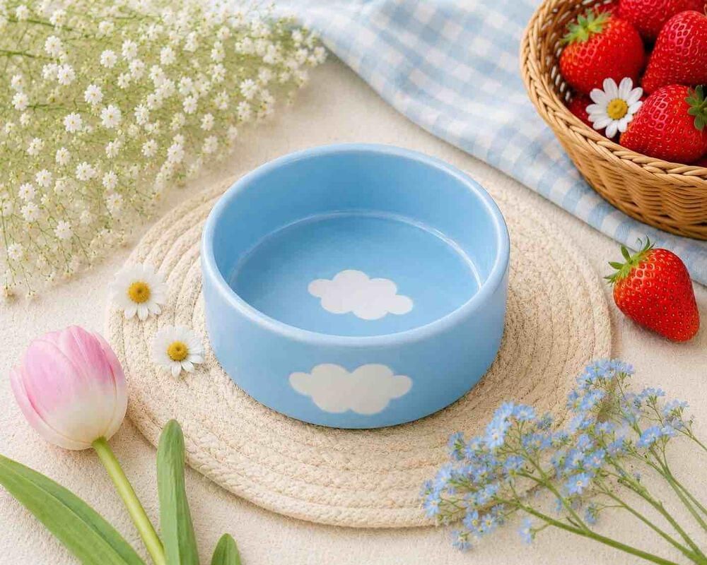 Sky Blue Fluffy Cloud Ceramic Bowl — Ceramic Bowl